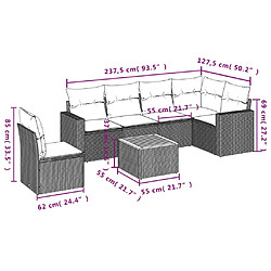 Avis Maison Chic Salon de jardin avec coussins 7 pcs | Ensemble de Table et chaises | Mobilier d'Extérieur gris résine tressée -GKD86157