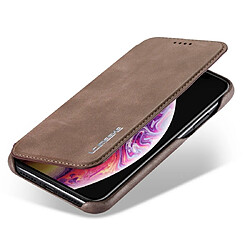 Acheter Wewoo Coque Pour iPhone XR Hon Ancient Series Etui en cuir avec fentes support et porte-cartes café