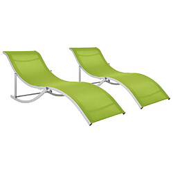 Maison Chic Lot de 2 Chaises longues pliables | Bain de soleil Relax | Transat Vert Textilène -GKD23754