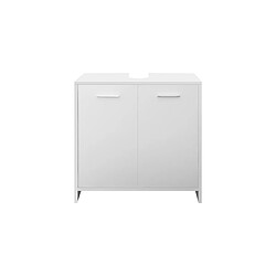 ML DESIGN MODERN LIVING Meuble sous lavabo blanc armoire bas 2 portes 1 espace rangement 58x60x33 cm