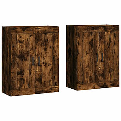 Maison Chic Lot de 2 Armoires murales,Meuble de Rangement,Armoire Suspendue chêne fumé bois d'ingénierie -MN84200