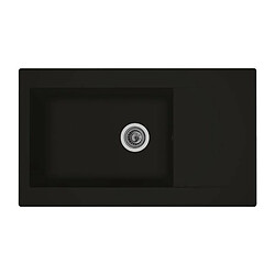 STRADOUR Evier cuisine a encastrer 1 grand bac + 1 egouttoir Einna - Resine - 86 x 50 cm - Noir