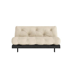 Avis Inside 75 Canapé convertible futon ROOTS pin laqué noir matelas 160 x 200 cm coloris beige