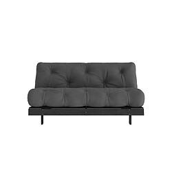 Avis Inside 75 Canapé convertible futon ROOTS pin laqué noir matelas 160 x 200 cm coloris gris foncé