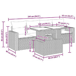 vidaXL Salon de jardin avec coussins 5 pcs beige résine tressée pas cher