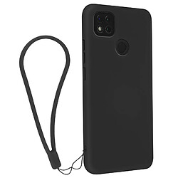 Avizar Coque Xiaomi Redmi 9C / 10A Silicone Gel Semi-rigide avec Dragonne Noir