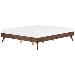 Beliani Lit double en bois foncé 180 x 200 cm BERRIC