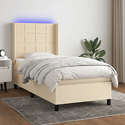 Sommier à lattes et matelas LED,Cadre à lattes de lit pour Adulte Crème 80x200cm Tissu -MN83404