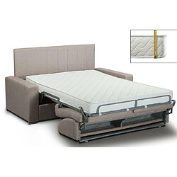 Inside 75 Canapé lit CanapExpress lattes 160cm matelas mémory 22cm tête de lit intégrée velours beige