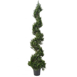 Pegane Plante artificielle haute gamme Spécial extérieur / Cyprès Artificiel Forme Spirale - Dim : 180 x 45 cm