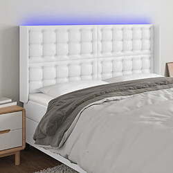 vidaXL Tête de lit à LED Blanc 183x16x118/128 cm Similicuir