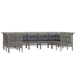 Avis Maison Chic Salon de jardin 9 pcs + coussins - Mobilier/Meubles de jardin - Table et chaises d'extérieur Gris Résine tressée -MN24690