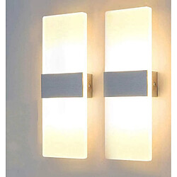 Stoex (2PCS) Applique Murale Led Interieur 6W Lampe Murale Minimaliste Applique Murale Moderne en Acrylique Pour Salon, Couloir, Balcon, Blanc Chaud