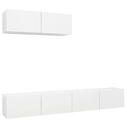 Maison Chic Meubles TV 3 pcs | Banc TV Moderne pour salon | Meuble de Rangement Blanc Aggloméré -MN63628