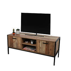 Avis Toilinux Meuble TV Riverside - 2 Portes - Largeur 124 cm - Métal et Bois