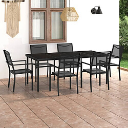 Maison Chic Salon de jardin de salle à manger 7 pcs,Table et Chaises d'extérieur,Mobilier de jardin Acier -MN80542