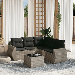 vidaXL Salon de jardin 6 pcs avec coussins gris clair résine tressée