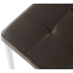 Decoshop26 Lot de 2 tabourets bas repose-pieds poufs forme carrée en PVC marron et acier inoxydable 10_0004465 pas cher