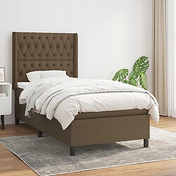 Maison Chic Structures de lit + matelas,Lit à sommier tapissier avec matelas Marron foncé 90x190 cm -MN58121