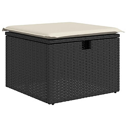 vidaXL Tabouret de jardin avec coussin noir 55x55x37 cm résine tressée