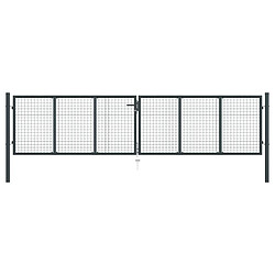 vidaXL Portail en maille de jardin Acier galvanisé 400 x 150 cm Gris