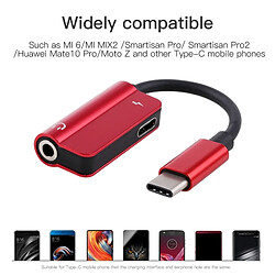 Acheter Wewoo Câble rouge 2 en 1 Charge Rapide Type-C Mâle à Type C Femelle + 3.5mm Jack Adaptateur Casque Convertisseur, Supports Audio et Charge, Longueur: 12cm