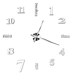 Wewoo Sticker blanc Horloge créative de mur d'autocollant de DIY 3D de miroir, taille: 120 * 120cm