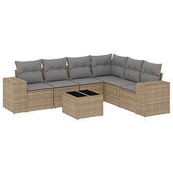 Maison Chic Salon de jardin avec coussins 7 pcs | Ensemble de Table et chaises | Mobilier d'Extérieur beige résine tressée -GKD73746