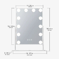 FENCHILIN Miroir de maquillage 30 x 41cm Rotation libre Blanc pas cher