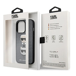 Karl Lagerfeld Coque pour iPhone 13 Pro Finition Cuir Saffiano Bords Rehaussés Gris