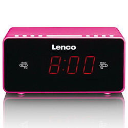 Lenco RADIO-RÉVEIL FM STÉRÉO AVEC ÉCRAN LED 0,9" ROSE