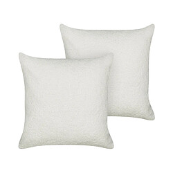 Beliani Lot de 2 coussins LEUZEA Bouclé 45 x 45 cm Unicolore Blanc cassé