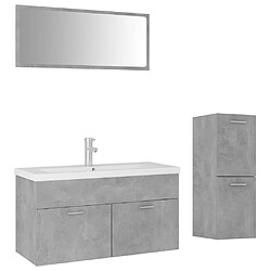 vidaXL Ensemble de meubles de salle de bain Gris béton Aggloméré