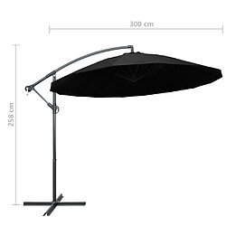 vidaXL Parasol suspendu avec poteau noir 3 m pas cher