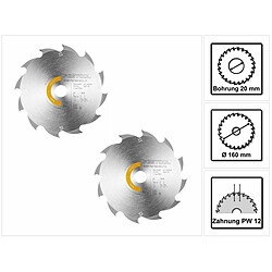 Festool Wood Rip Cut HW Lame de scie circulaire, 160 x 1,8 x 20 mm PW12, pour Scies plongeantes TS 55 F, TSC 55 K & Scies circulaires sans fil HK 55, HKC 55 - 2 pcs. (2x 205550)