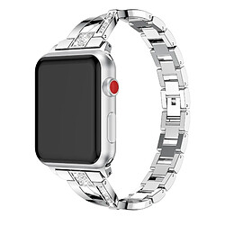 Wewoo Bracelet pour montre connectée en acier inoxydable massif serti de diamants Apple Watch séries 3 et 2 et 1 de 38 mm Argent