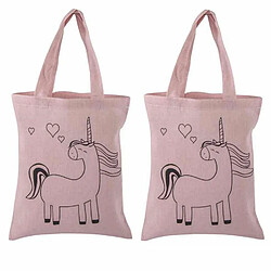 Rayher 2 sacs en coton rose 25 x 20 cm - licorne