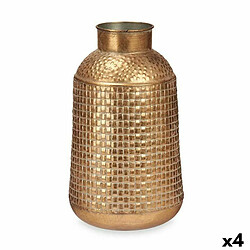 Gift Decor Vase Doré Métal 22,5 x 39,5 x 22,5 cm (4 Unités) Avec relief 