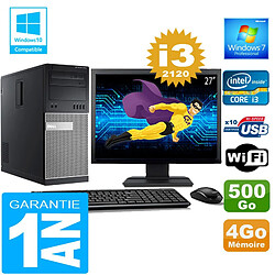 PC Tour DELL 7010 Core I3-2120 Ram 4Go Disque 500 Go Wifi W7 Ecran 27" - Occasion