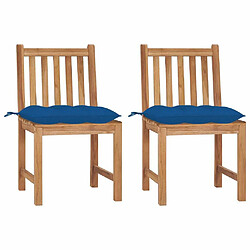 Maison Chic Lot de 2 Chaises de jardin,Fauteuil d'extérieur avec coussins Bois de teck massif -MN58594