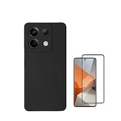 NIS Kit de film de verre à couverture complète 5D + couverture en silicone Redmi Note 13 Pro 4G noir