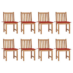 vidaXL Chaises de jardin lot de 8 avec coussins Bois de teck massif 