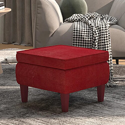 vidaXL Tabouret avec pieds en bois Rouge bordeaux Velours