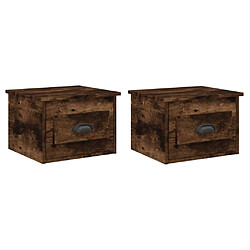 Maison Chic Lot de 2 Tables de Chevet murales - Tables de Nuit chêne fumé 41,5x36x28 cm