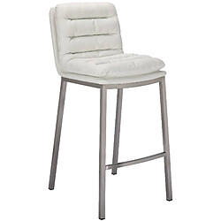 Decoshop26 Tabouret de bar en synthétique blanc avec dossier avec assise rembourrée et matelassée support en acier inoxydable brossé 10_0000530