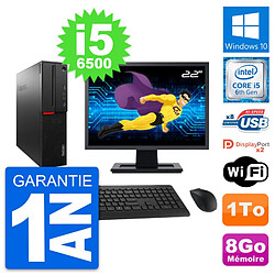 PC Lenovo M800 SFF Ecran 22" Intel i5-6500 RAM 8Go Disque 1To Windows 10 Wifi - Occasion