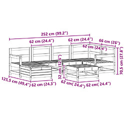 Acheter vidaXL Salon de jardin 7 pcs blanc bois de pin massif