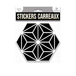 Sudtrading 4 Stickers hexagonal - 15 x 13 cm - noir et blanc