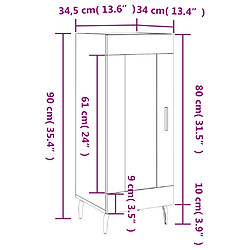 vidaXL Buffet Sonoma gris 34,5x34x90 cm Bois d'ingénierie pas cher