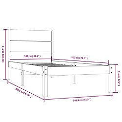 vidaXL Cadre de lit sans matelas 100x200 cm bois massif de pin pas cher